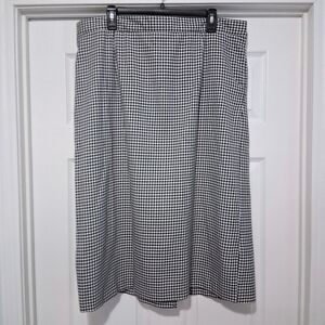 Vintage Tofy Pencil Skirt Plus Size Knee Length Black White Gingham Check Plaid